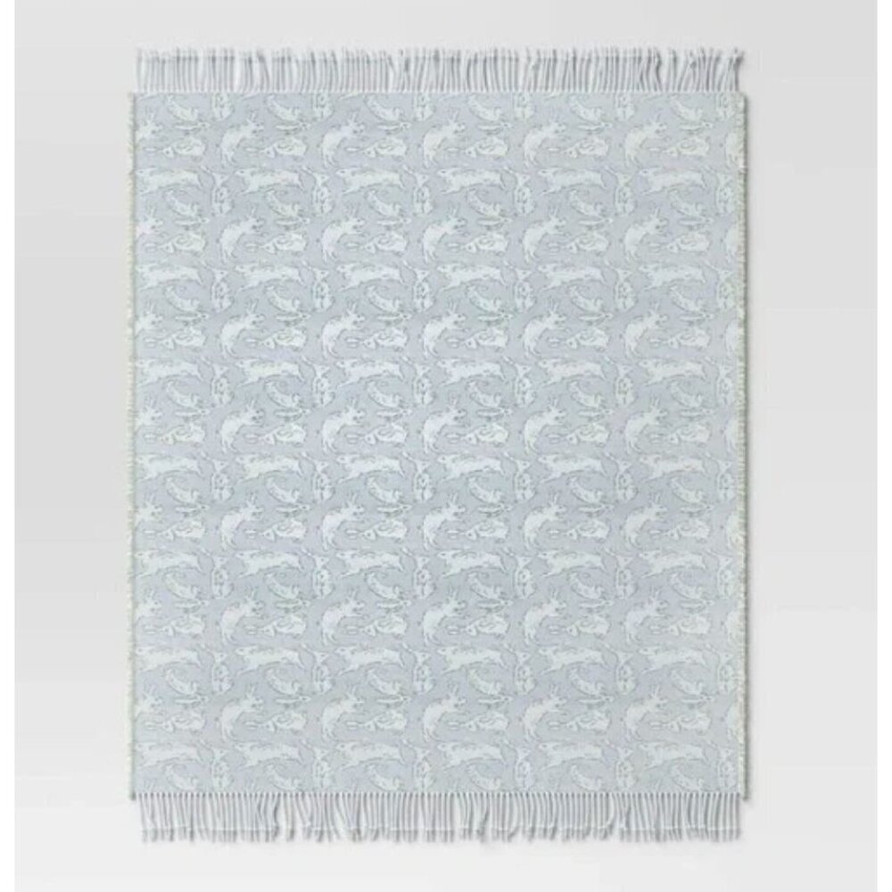 Target Woven Jacquard Bunny Easter Throw Blanket Blue Threshold™
